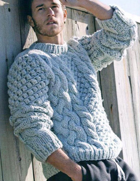 Men Hand Knit Turtleneck Sweater 259B by KnitWearMasters
