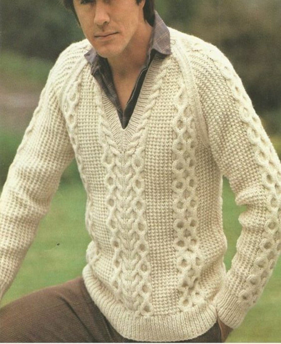 Men's Hand Knit V-neck Sweater 106B by KnitWearMasters