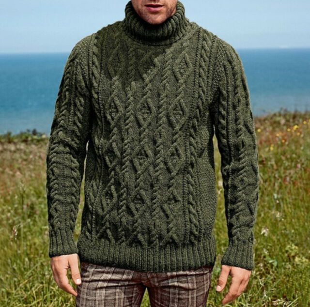 Men's Hand Knit Turtleneck Sweater 285B by KnitWearMasters