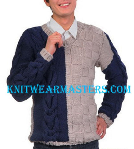 Men's Hand Knit Crew Neck Sweater 112B