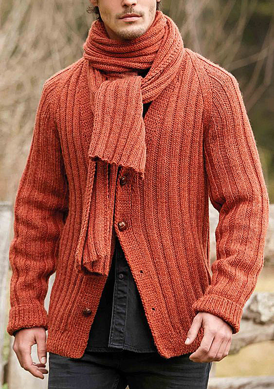 Men's Hand Knit Buttoned Cardigan 13A by KnitWearMasters