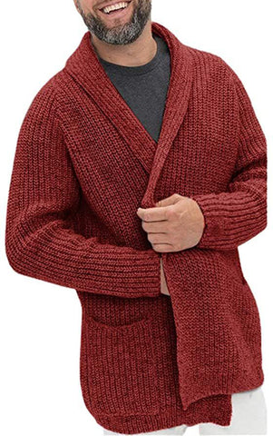 Mens hand knit shawl collar cardigan 56A - KnitWearMasters