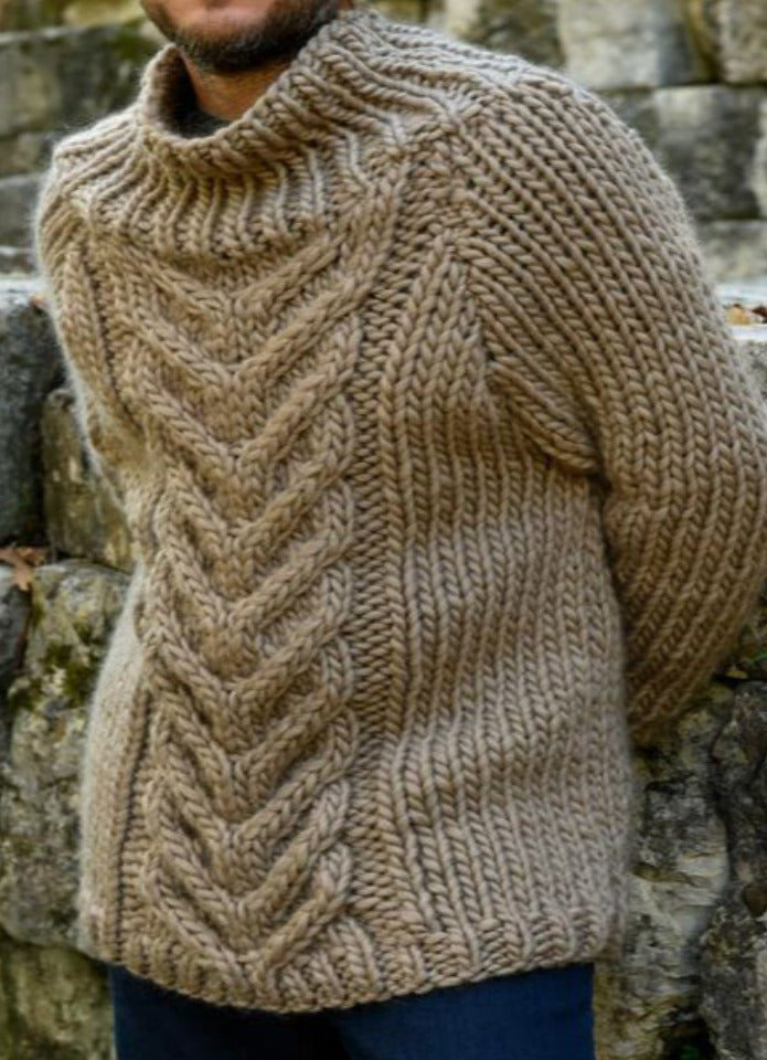 Men Hand Knit Turtleneck Sweater 260B by KnitWearMasters