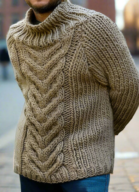 Men Hand Knit Turtleneck Sweater 260B by KnitWearMasters