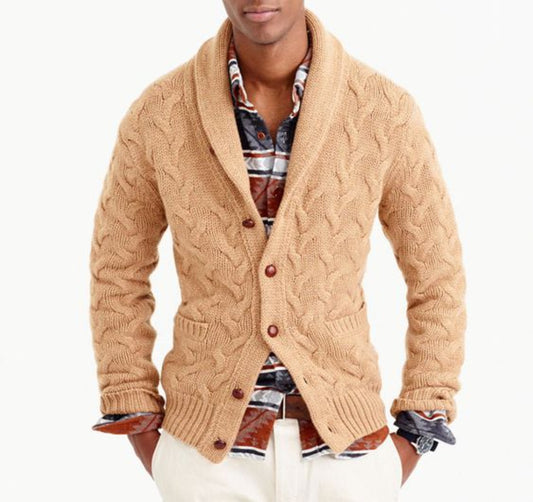 Men's Hand-Knitted Wool Cardigan 86A