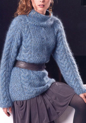Womens Hand Knit Wool Mohair Turtleneck Sweater 73K - KnitWearMasters