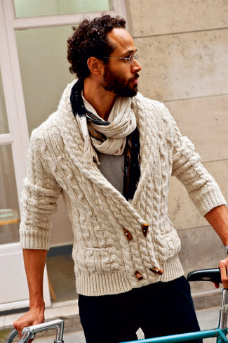 MEN HAND KNITTED DOUBLE BREASTED CARDIGAN 87A - KnitWearMasters
