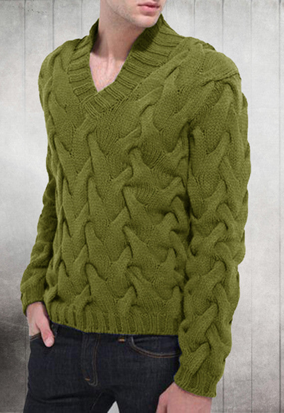 Men's Hand Knitted V-Neck Sweater 3B - KnitWearMasters