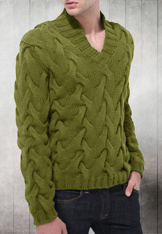 Men's Hand Knitted V-Neck Sweater 3B - KnitWearMasters