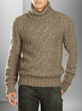 Men's Hand Knitted Turtleneck Wool Sweater 1B - KnitWearMasters