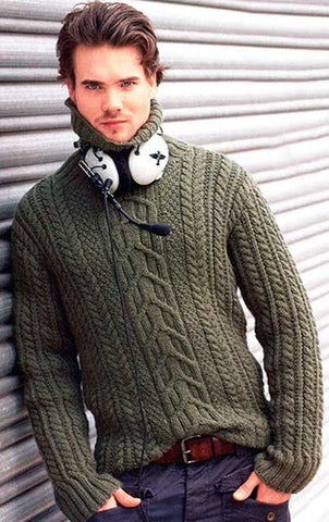 Men's Hand Knitted Turtleneck Sweater 6B - KnitWearMasters