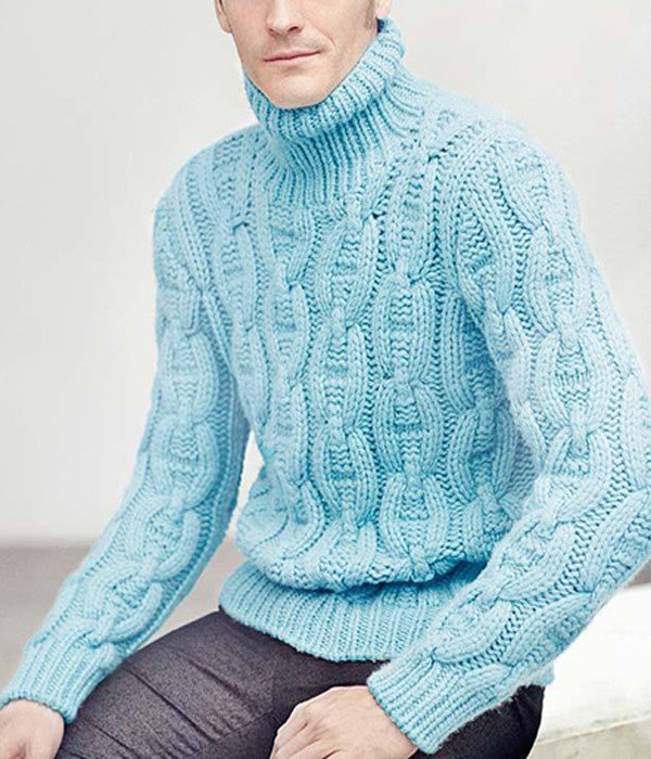 Men's Hand Knitted Turtleneck Wool Sweater 7B - KnitWearMasters