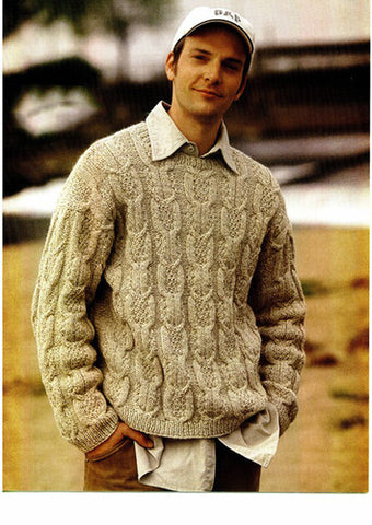 Men's Hand Knitted Crewneck Wool Sweater 8B - KnitWearMasters