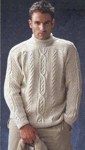 Men's Hand Knitted Turtleneck Wool Sweater 12B - KnitWearMasters