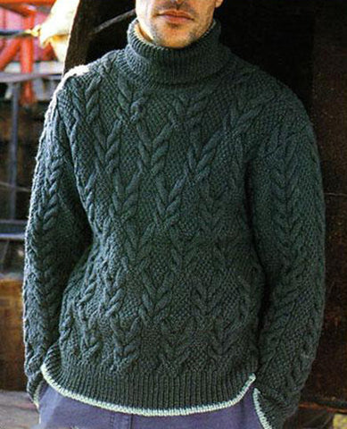 Men's Hand Knitted Turtleneck Wool Sweater 15B - KnitWearMasters