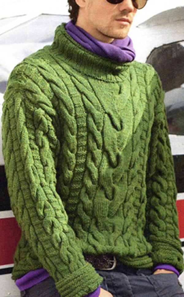 Men's Hand Knitted Wool Turtleneck Sweater 20B - KnitWearMasters