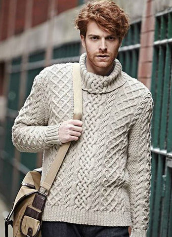 Men's Hand Knitted Cabled Turtleneck Sweater 29B - KnitWearMasters