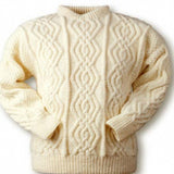 Men's Hand Knitted Aran Crewneck Sweater 31B - KnitWearMasters