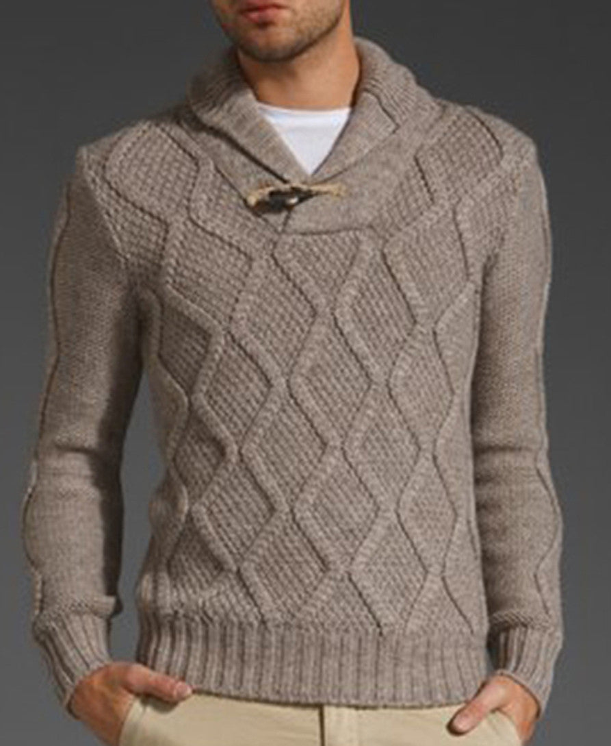 Men's Hand Knitted Shawl Collar Sweater 33B - KnitWearMasters
