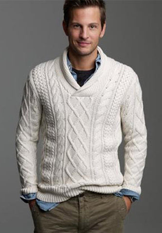 Men's Hand Knitted Shawl Collar Sweater 34B - KnitWearMasters