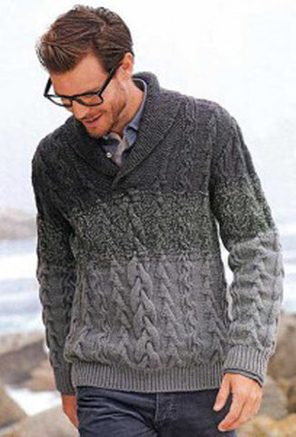 Men's Hand Knitted Shawl Collar Sweater 37B - KnitWearMasters