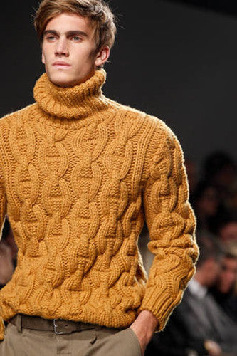 Men's Hand Knitted Turtleneck Wool Sweater 39B - KnitWearMasters