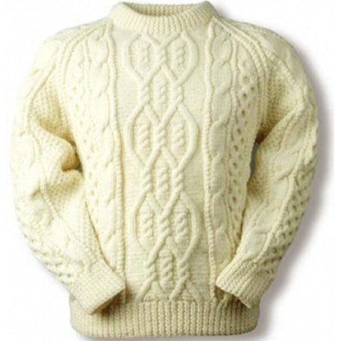 Men's Hand Knitted Aran Crewneck Sweater 41B - KnitWearMasters
