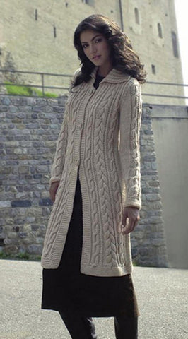 Women's Hand Knitted  Wool Coat  15F - KnitWearMasters
