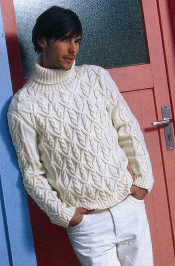Men's Hand Knitted Wool Turtleneck Sweater 46B - KnitWearMasters
