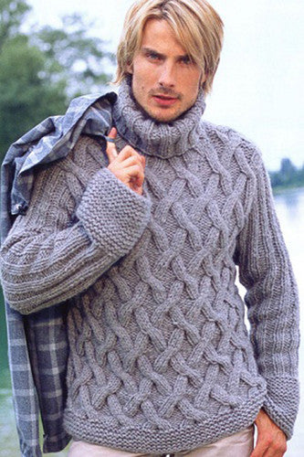Men's Hand Knitted Mohair Turtleneck Sweater 48B - KnitWearMasters