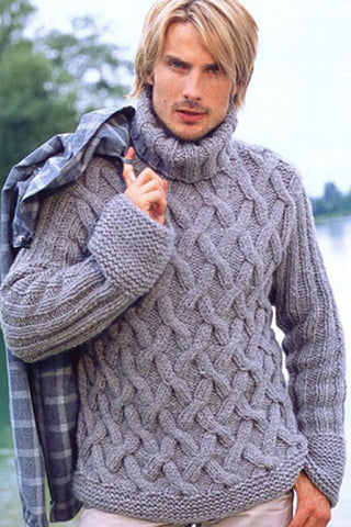 Men's Hand Knitted Mohair Turtleneck Sweater 48B - KnitWearMasters