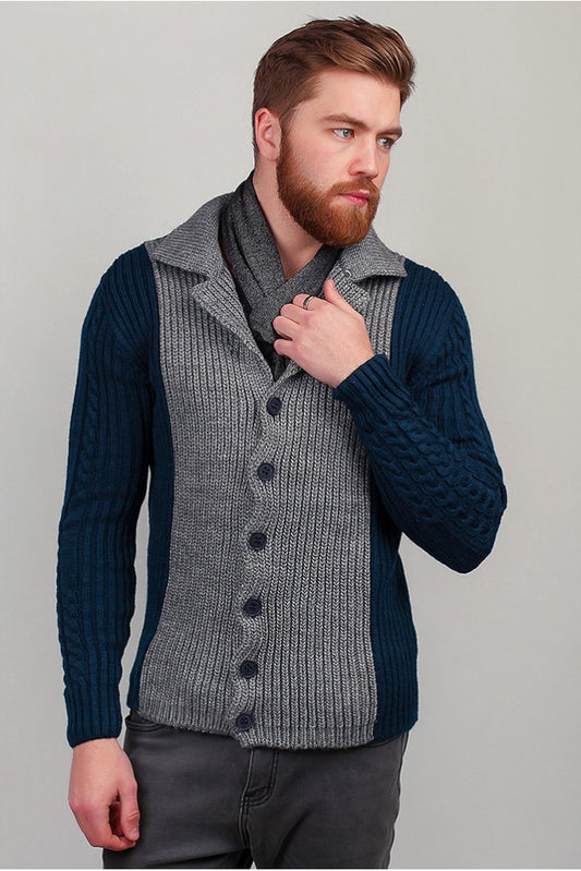 MENS HAND KNITTED WOOL CARDIGAN 89A - KnitWearMasters