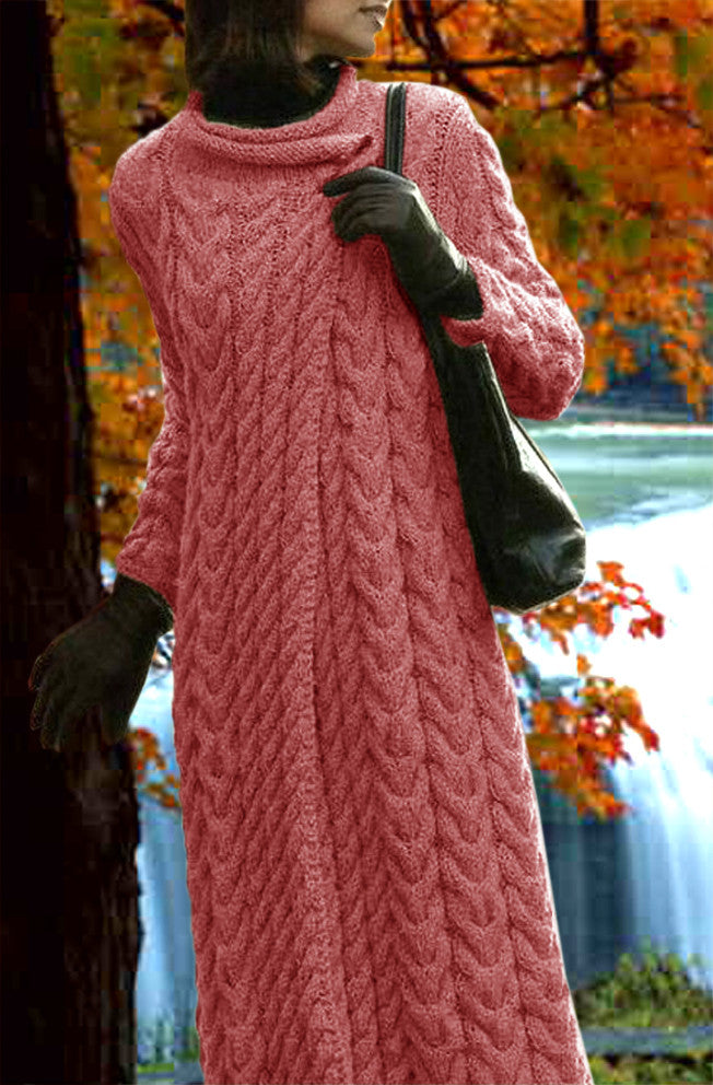 Women's Long Hand Knitted Wool Coat 4F - KnitWearMasters