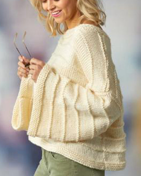 Women's Hand Knitted Scoop Neck Sweater 1L - KnitWearMasters