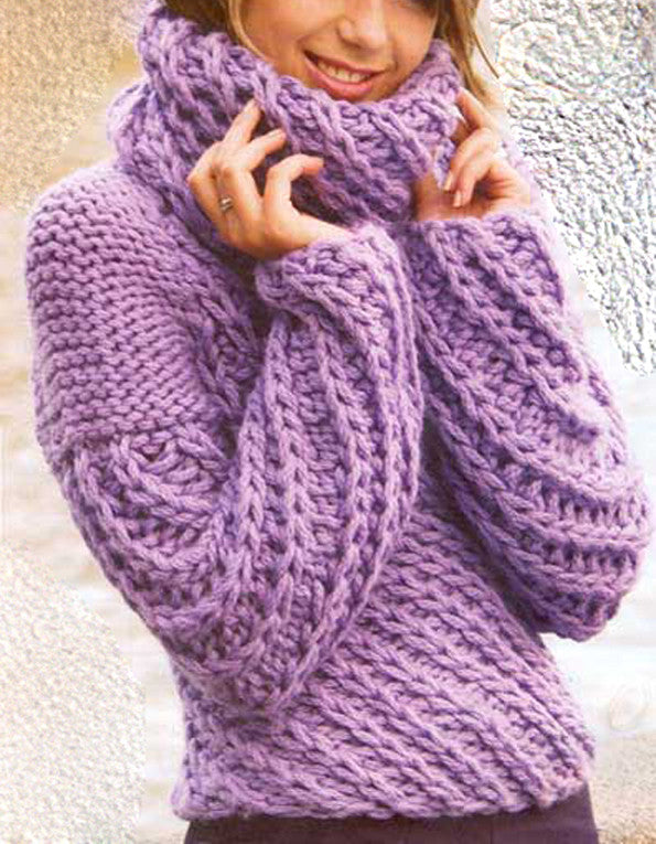 Womens Hand Knit Turtleneck Sweater 19K - KnitWearMasters