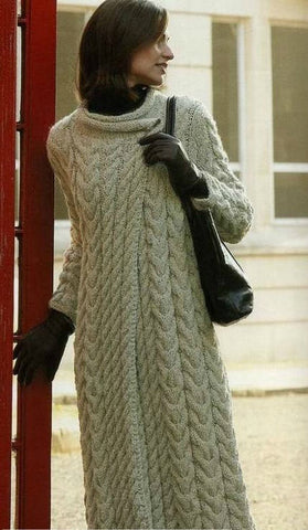 Womens Long Hand Knit Coat.45F - KnitWearMasters