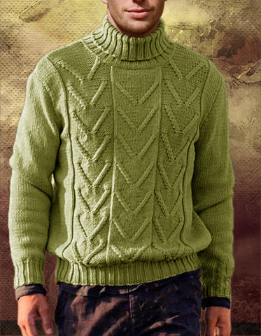 Men's Hand Knitted Turtleneck Wool Sweater 14B - KnitWearMasters