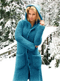 Women's Hand Knitted Thick Hooded Coat 2F - KnitWearMasters
