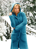 Women's Hand Knitted Thick Hooded Coat 2F - KnitWearMasters