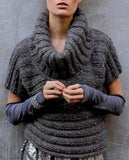 Women Hand Knit Cowl Neck Sweater 77H - KnitWearMasters