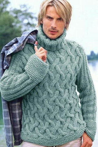 Men's Hand Knitted Mohair Turtleneck Sweater 291B - KnitWearMasters