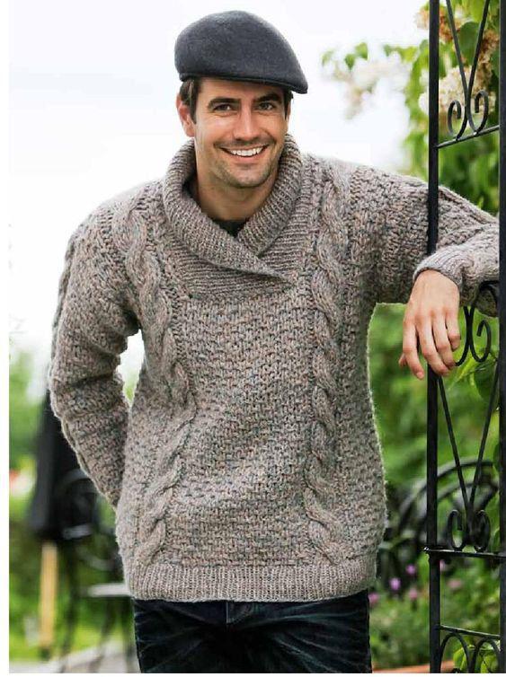 Men's Hand Knit Shawl Collar Sweater 110B – KnitWearMasters