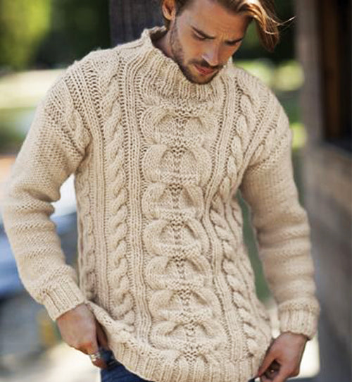 Men's Hand Knit Wool Turtleneck Sweater 67B - KnitWearMasters