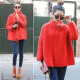 Women's Hand Knitted Short Thick Wool Cardigan 18D - KnitWearMasters