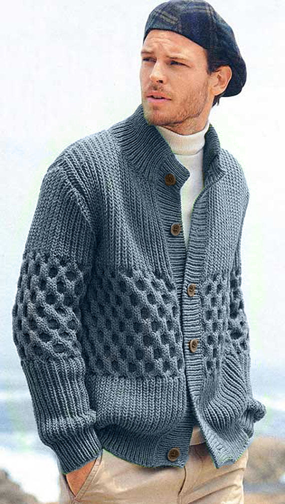 MADE TO ORDER Men hand knit cardigan 141A - KnitWearMasters