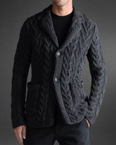 Men Hand Knit Cable Cardigan 79A - KnitWearMasters