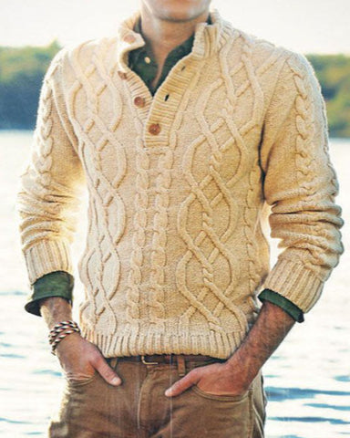 Men's Hand Knitted Polo Sweater 51B - KnitWearMasters