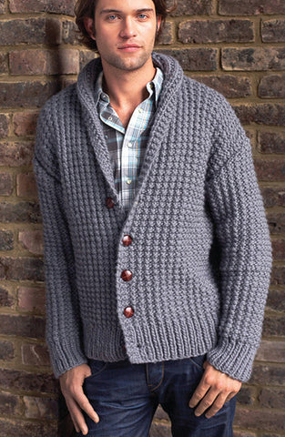 Men's hand knit shawl collar cardigan 25A - KnitWearMasters
