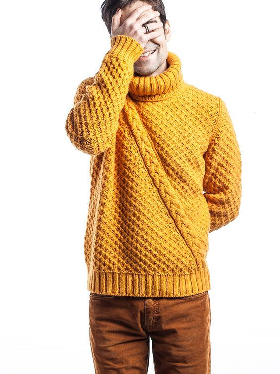 Men's Hand Knit Turtleneck Sweater 116B - KnitWearMasters