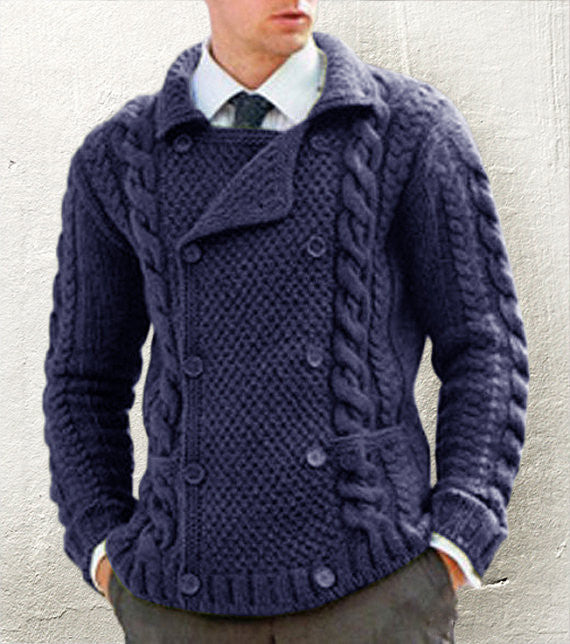 Men's Hand Knit Double Breasted Cardigan 3A - KnitWearMasters